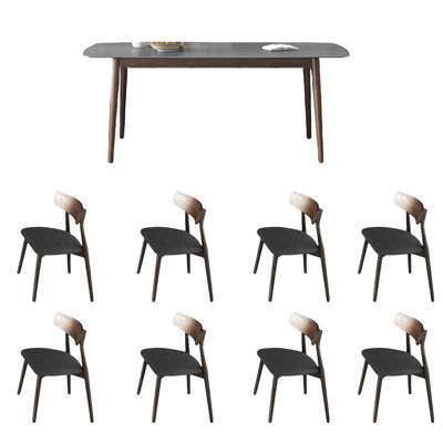 Contemporary Oak Dining Set with Stone