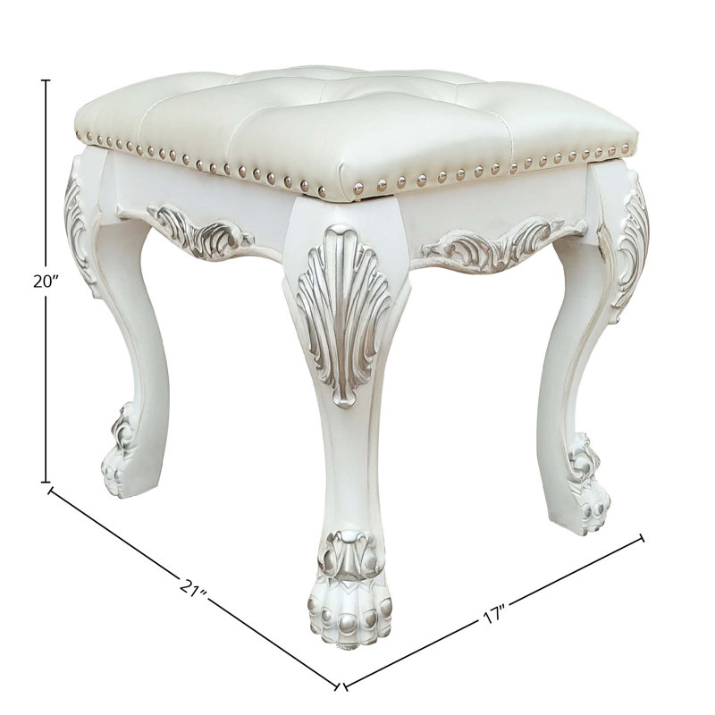 Bone White Finish Vanity Stool