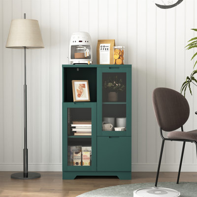 MDF Painted Cabinet With Glass Doors And Drawer