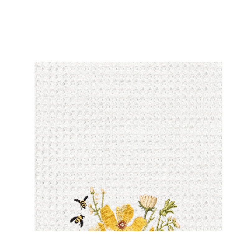 Honey Bee and Yellow Floral Flowers Spring Dishtowel Home Kitchen Drying Dish Towel All Seasons Summer Decor Decoration