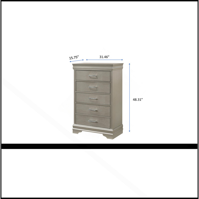 Amalia - Commode - Gol, Argenté / blanc