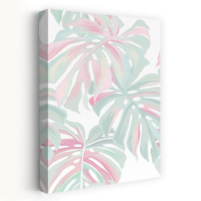 Pastel feuilles de Monstera - campagne moderne, feuilles pastel tropicales, plante tropicale Monstera