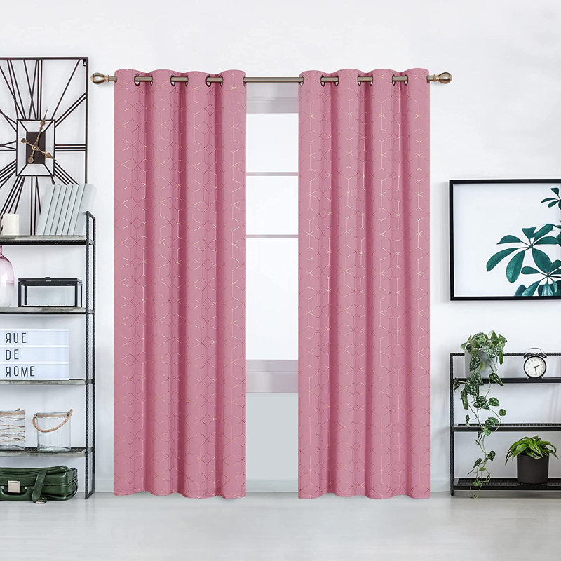 Malone Room Darkening Thermal Curtain, Pink, Width 132 x Drop 214cm