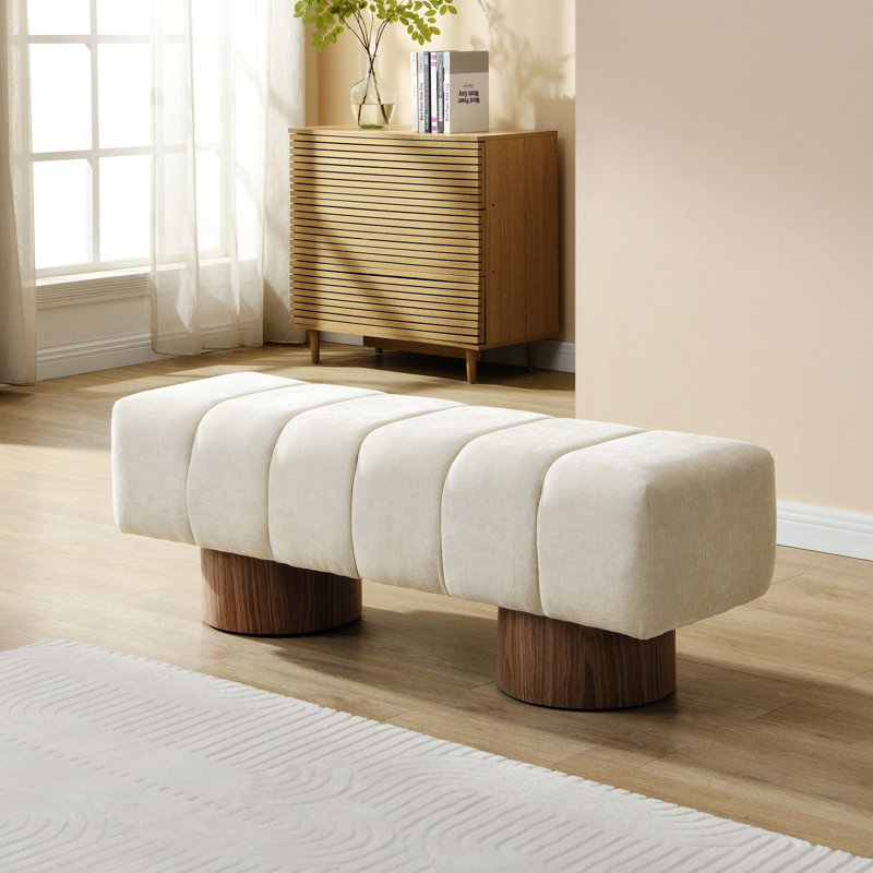 Banc de salle à manger rembourré, banc de bout de lit, banc d'entrée pour le salon, Beige