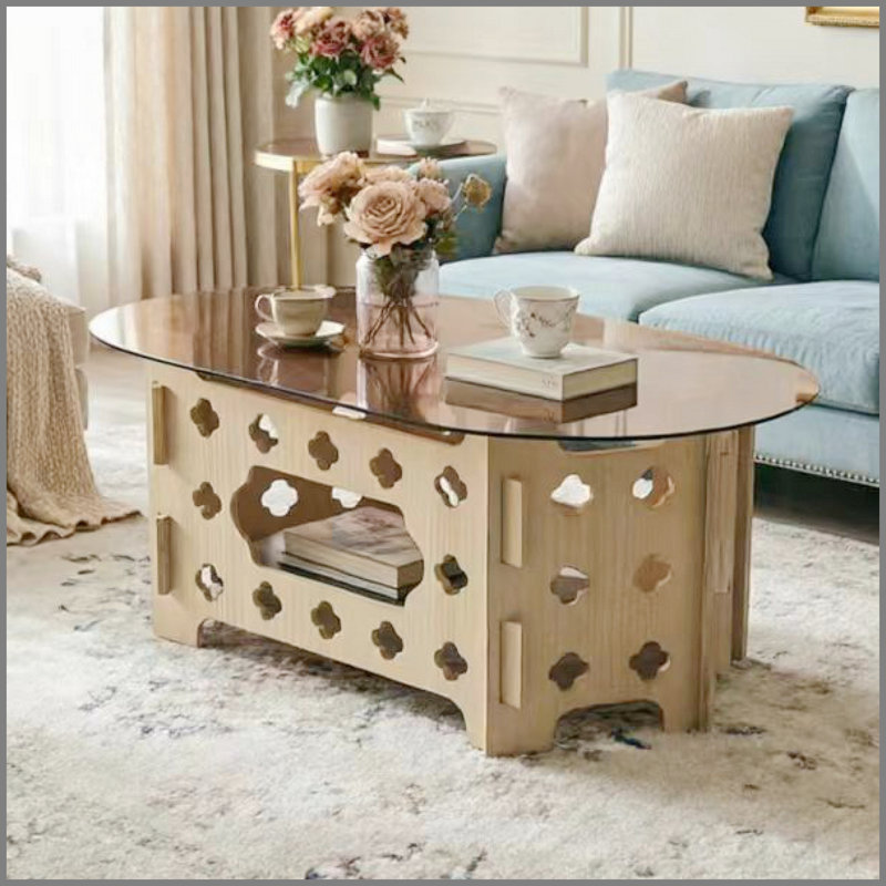 Table basse ovale, 15.75" H x 38.58" W x 22.83" D