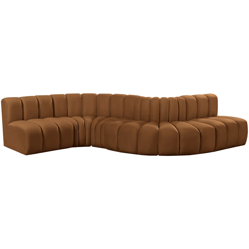 Izelia Upholstered Curved Sectional Reversible, Saddle Velvet