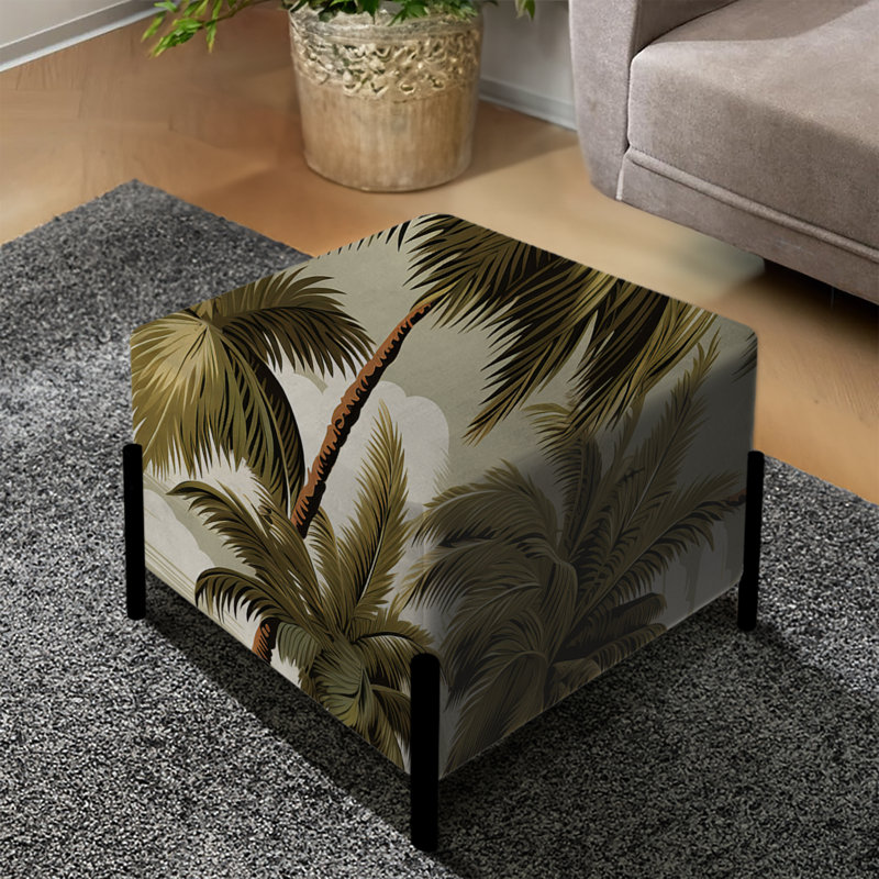 Tranquil Palms Tropical Pattern - Tropical Square Ottoman