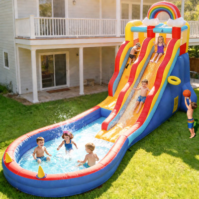 Glissade d'eau gonflable Relunch de 20 pieds avec piscine Splash et souffleur d'air, glissade d'eau en tissu Oxford