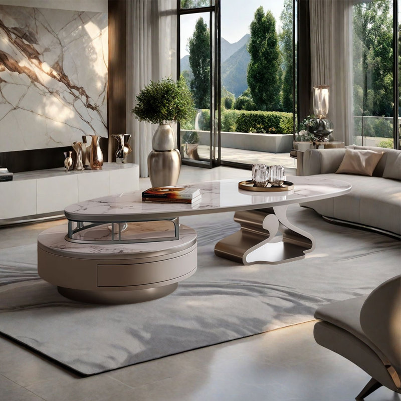 Modern microcrystalline stone coffee table