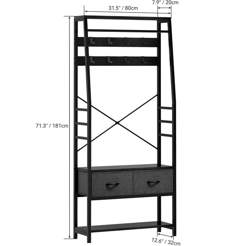 Metal Freestanding 8 - Hook Coat Rack, Black