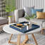 50.8cm Rectangular Blue Leather Breakfast Tray for Coffee Table Decor