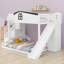 Lit superposé tout-en-un avec escalier de rangement, glissoire, tablette et garde-robe-685420760