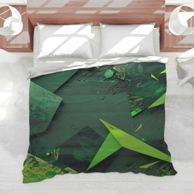 Geometric Green Abstract Comforter