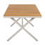 Table de salle à manger en teck avec structure en acier beige, table de patio rectangulaire de 55,12 po avec pieds en forme de X, résistante aux intempéries pour la cour, le jardin, la terrasse et la piscine