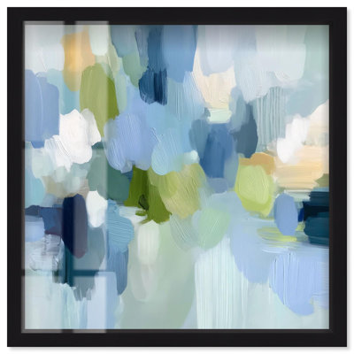 «Flow of Calm I Shadowbox», art mural côtier par Art Remedy, cadre noir, 21 x 21