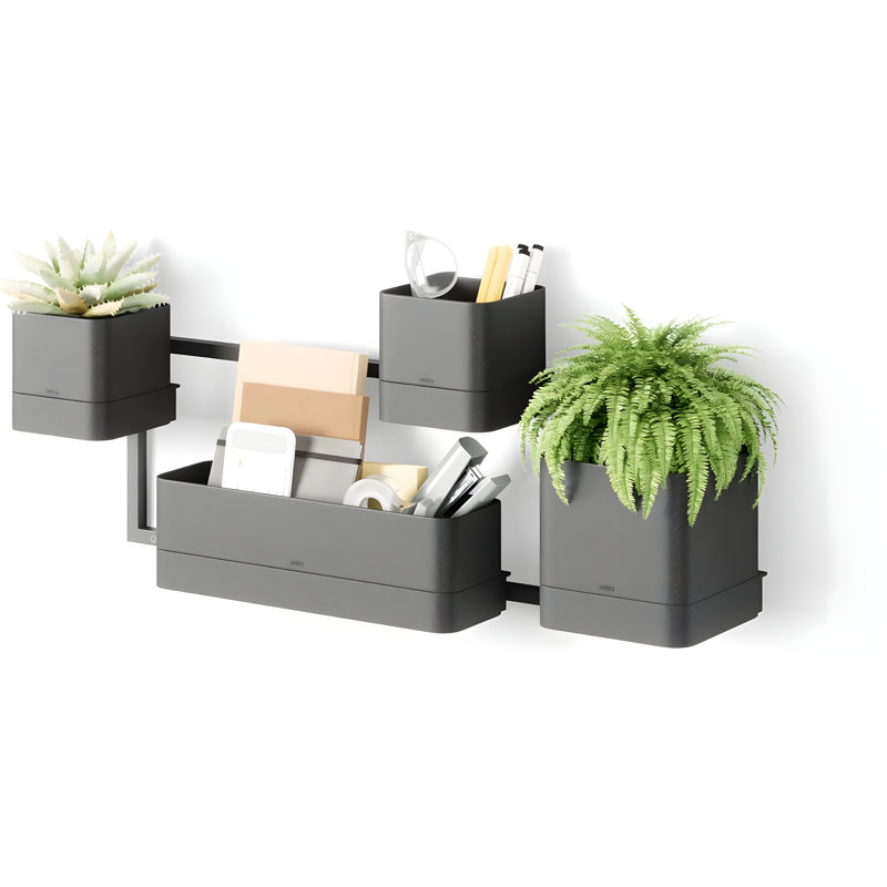 Pot de fleurs mural modulaire avec 4 pots réglables, cadre en métal pour l'intérieur et l'extérieur, présentoir de jardin personnalisable avec système de drainage