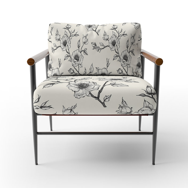 Chaise d'appoint moderne - Fauteuil Toile, Bras ronds bruns