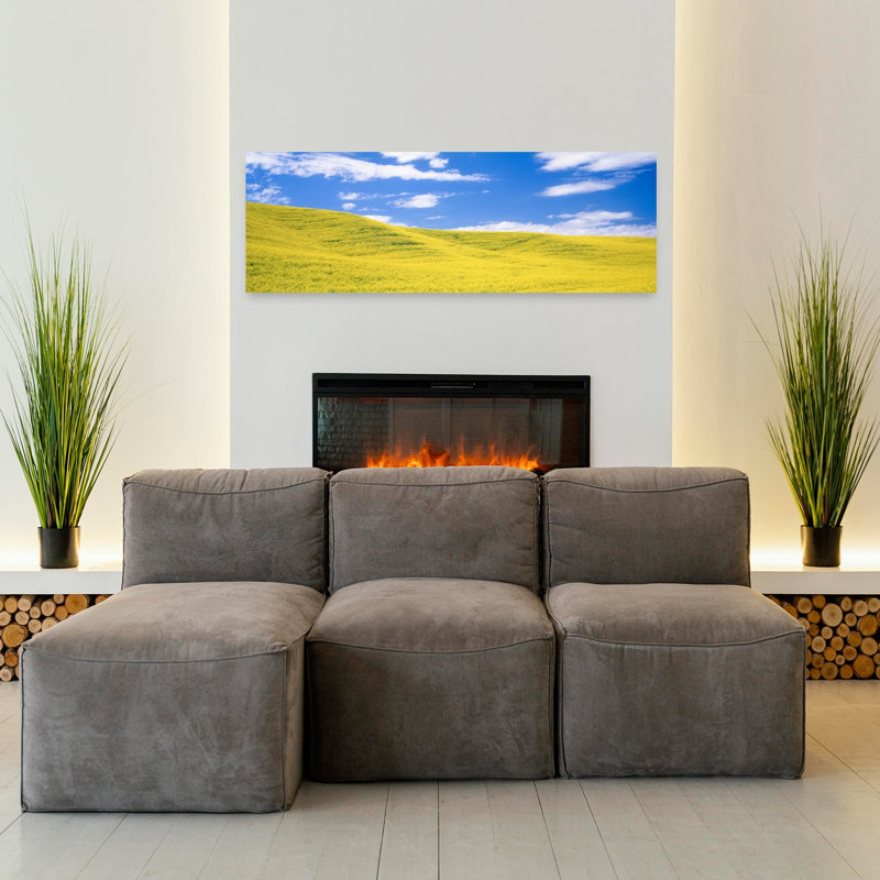 Canola Fields, Washington State, États-Unis, art contemporain de paysage floral abstrait, H 16 po x l 48 po