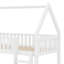 Lit superposé House avec lit gigogne coulissant et 3 tiroirs de rangement, structure de lit superposé en bois robuste avec garde-corps