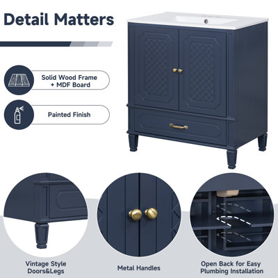 Ensemble de meuble-lavabo avec lavabo double, 2 armoires avec porte et 2 tiroirs