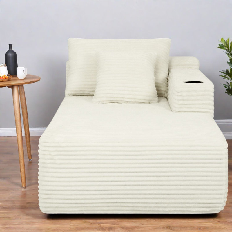 Canapés d'angle à compression, canapé méridienne Cloud en tissu peluche, blanc moderne pour la maison