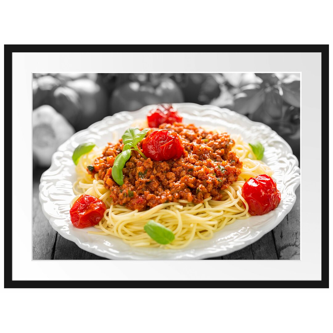 Gerahmtes Poster Spaghetti Bolognese auf dem Teller