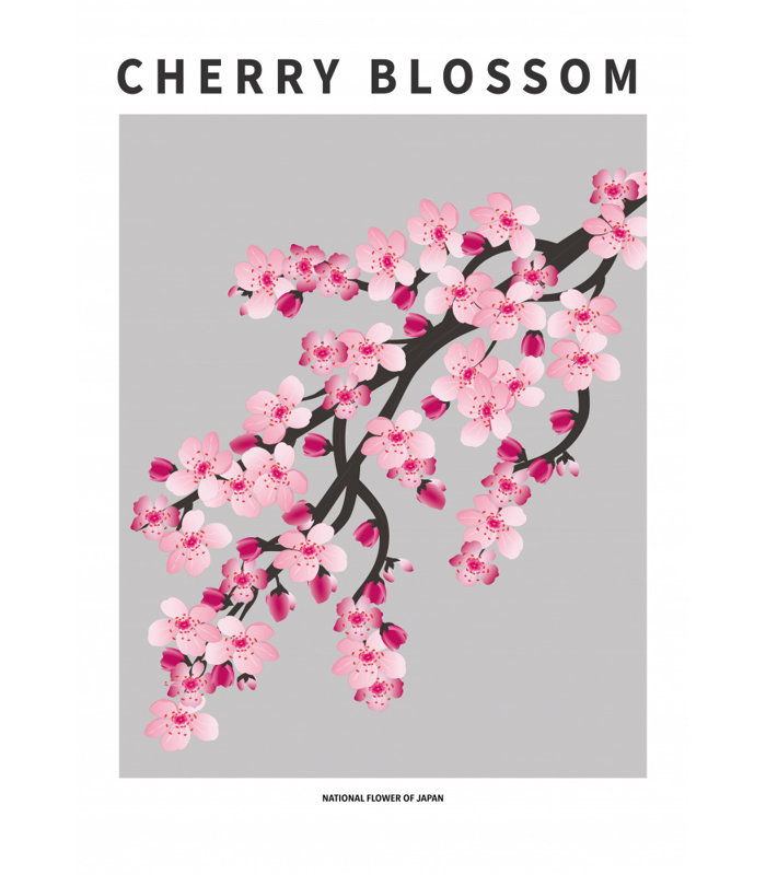 "Cherry blossom" Framed Textured Wall Art, Silver, 14" H x 10" W