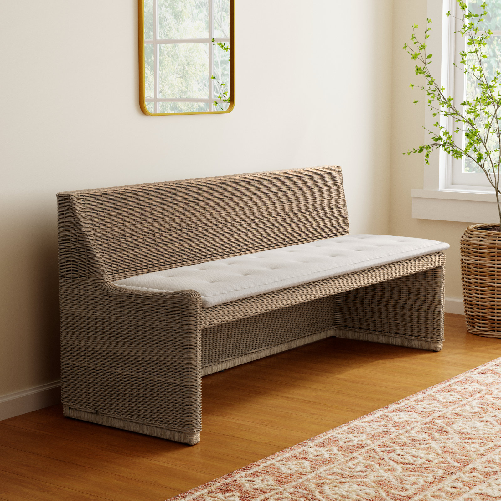 Senna Woven Dining Bench, 33" H x 72" W x 26.25" D