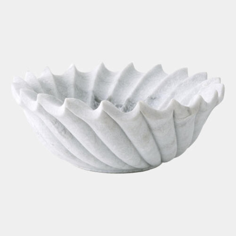 Turbinio Marble Decorative Bowl, White
