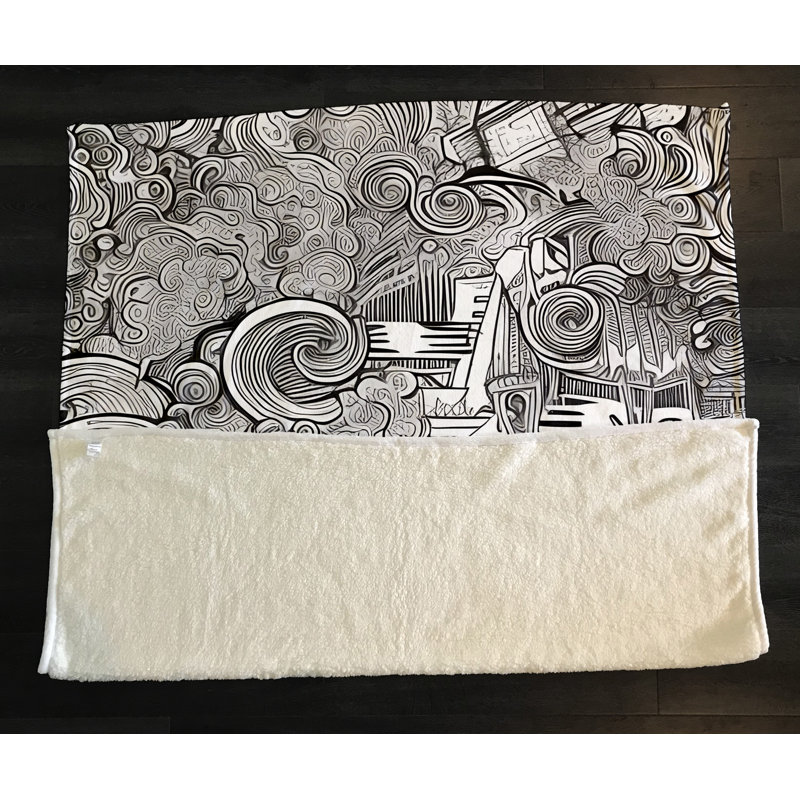 Jeté Ridgley, Abstrait, Noir / blanc, L 51 po x L 60 po