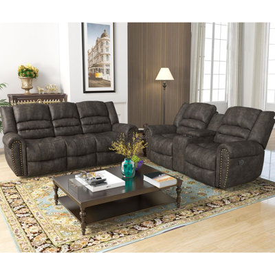 Freedia 2-Piece Classic and Overstuffed Soft Faux Leather Manual Reclining Living Room Set -  Red Barrel StudioÂ®, 502931CE94CC4EF09601C391A3A18327