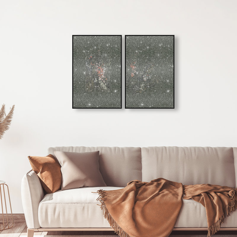 Dancing Petals Set Set by Oliver Gal, 25"H x 37"W, Black Floater Frame