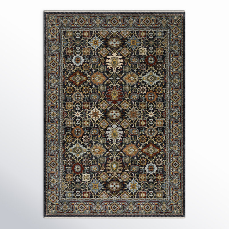 Tapis oriental bleu / brun Hovis, Rectangle 3 pi 3 po x 5 pi