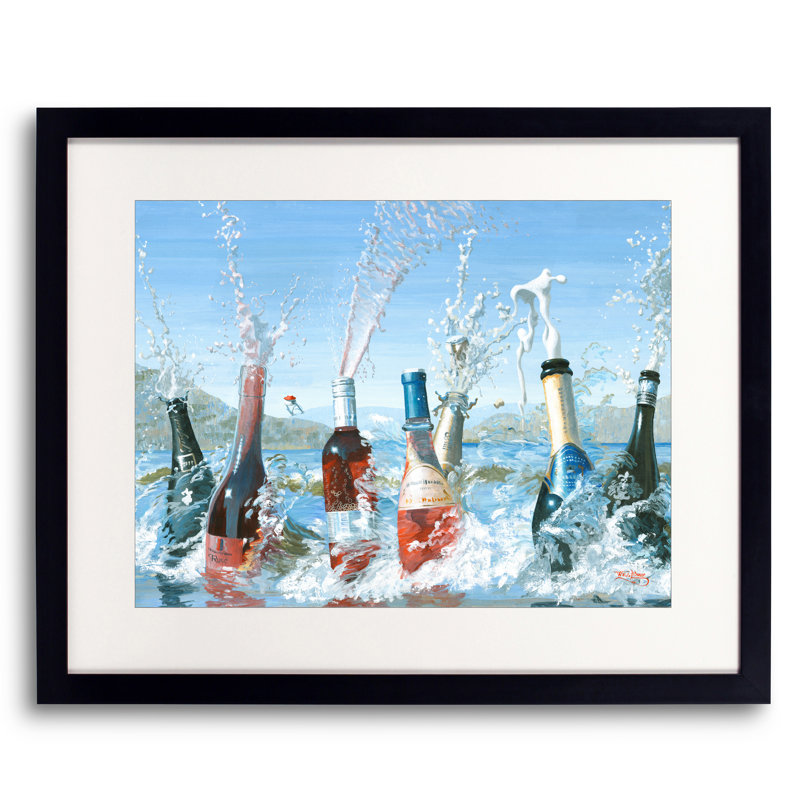 Topless At The Beach Print by Will Enns, Black Framed Paper, 17.25" H x 21.25" W