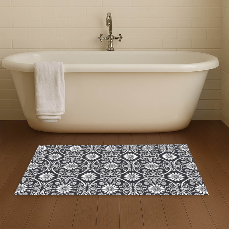 Daisy Tile Non-Skid Bath Mat, Single - 24" L x 17" W, Charcoal