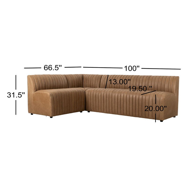 Augustine Dining Banquette L Shape -Palermo Drift, 31.5" H x 100" W x 66.5" D
