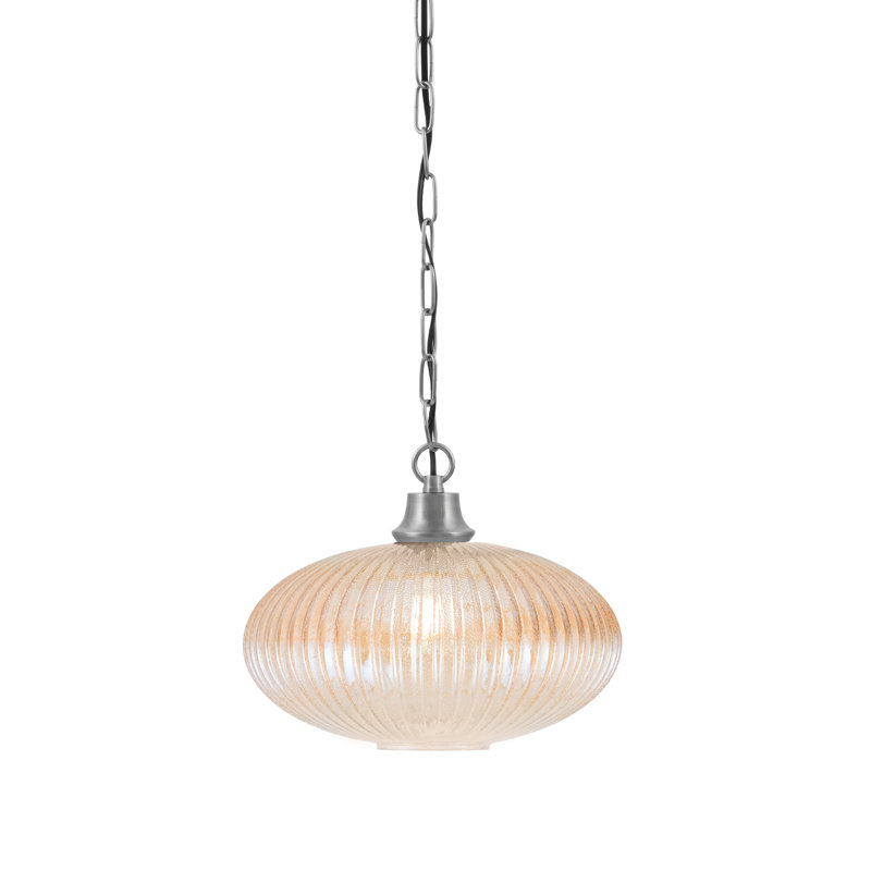 Luminaire suspendu Troy suspendu au fini graphite avec microbilles de verre ambré 12 po