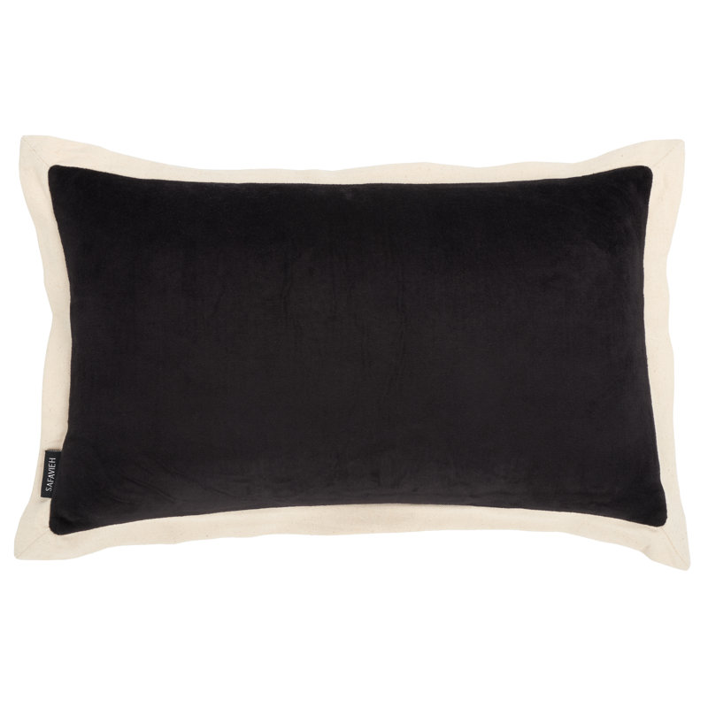 Coussin en coton Jordy, Noir, H 12 po x l 20 po, Rectangulaire