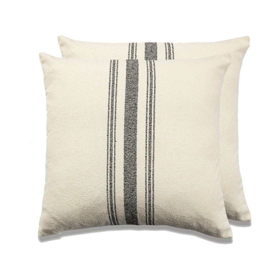  French Stripe Cotton Blend Throw Square Pillow Cover (Set of 2) Peterborough Home 
