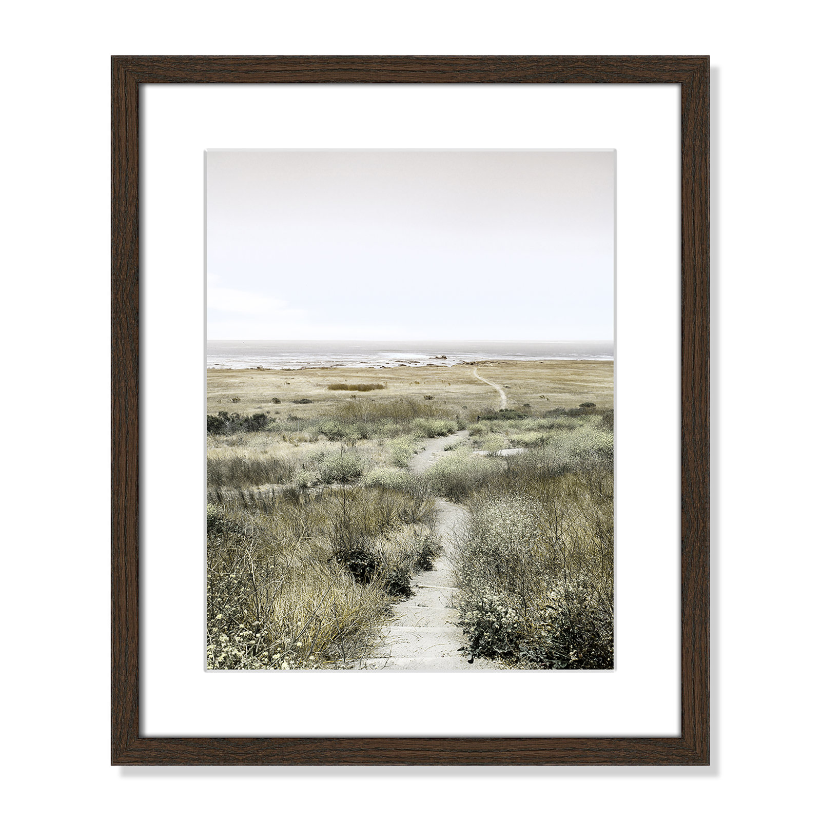 Toscani "Footpath to Paradise" Print, 16 W x 19 H x 0.75 D, Walnut Wood Grain