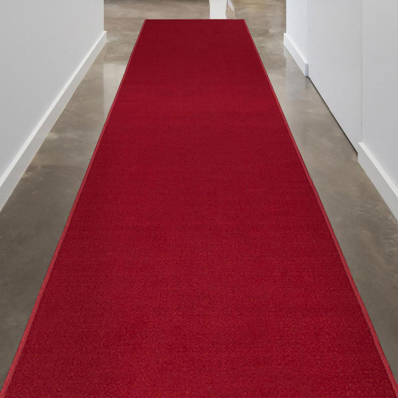 Emmy Red Synthetic Non-Slip Washable Kitchen Mat