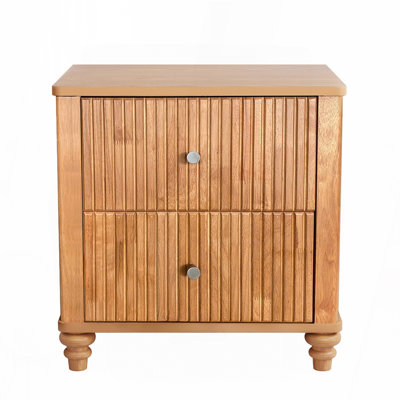 Fluted Nightstand with 3 Drawers