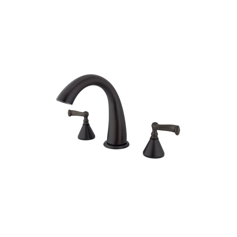 Double Handle Deck Mounted Roman Tub Faucet, Oil Rubbed Bronze