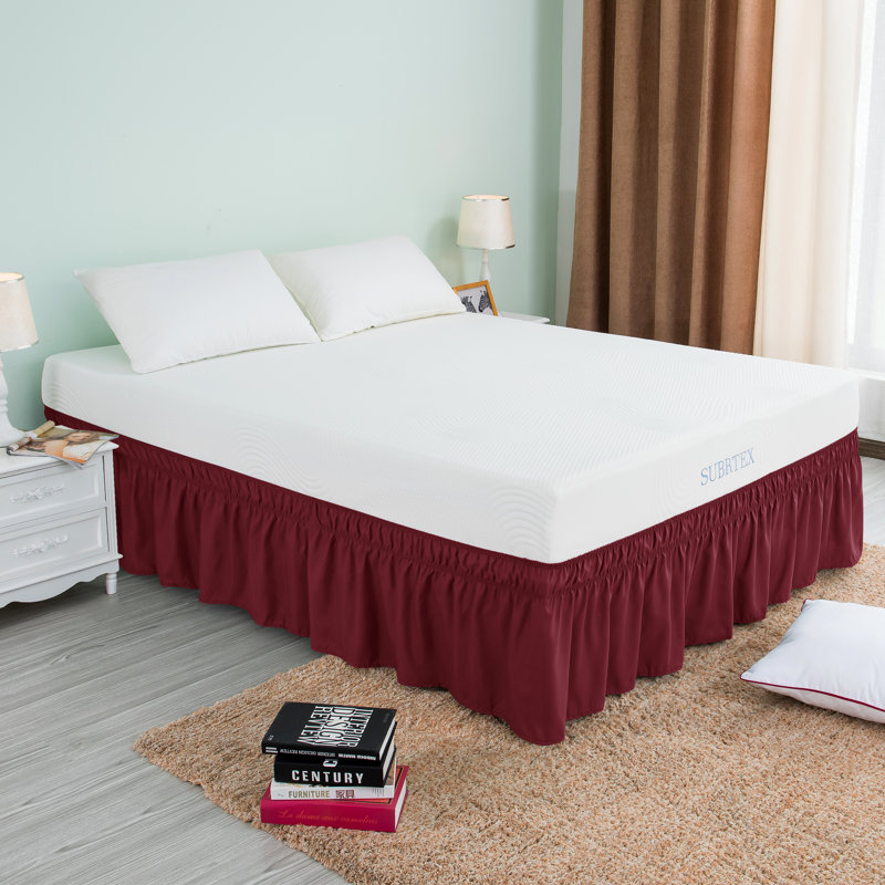 Pleated Wrap Around Bed Skirt, Queen, Wine