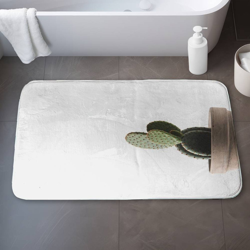 Potted cactus Bath Mat with Non-Slip Backing - Quick Dry Memory Foam Bathroom Rug - Absorbent - Modern Plush Spa-Style - Machine Washable
