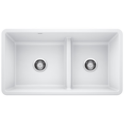 Évier de cuisine à double cuve réversible 60/40 Precis SILGRANIT avec cloison basse - blanc