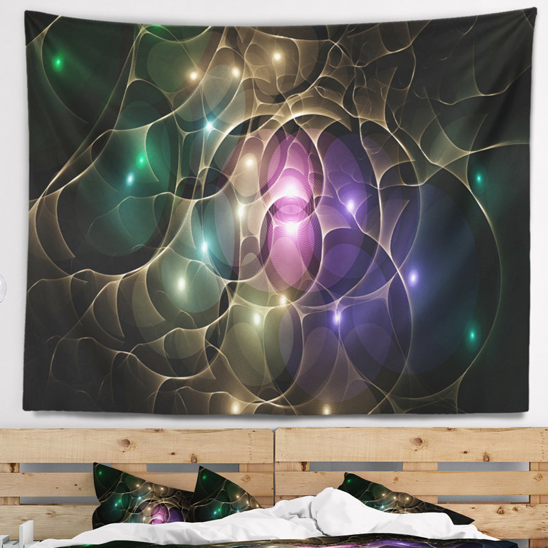 Tapisserie abstraite d'une myriade de cercles colorés, H 68 po x l 80 po