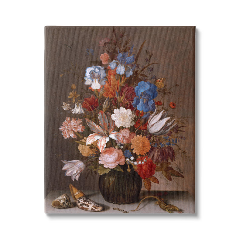 Nature morte avec des fleurs par Balthasar van der Ast - peinture sur toile tendue, H 20 po x l 16 po x P 1,5 po