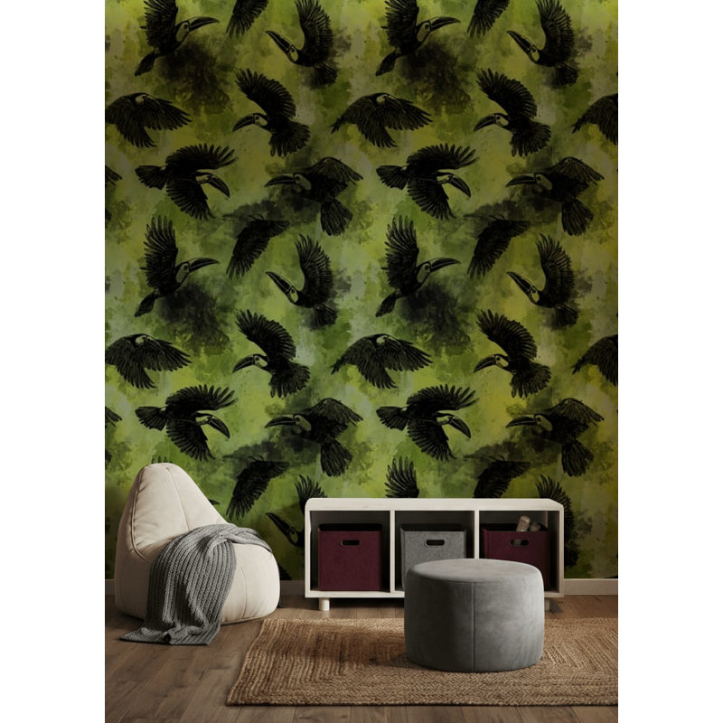 Papier peint oiseaux tropicaux Toucan, Texturé non collé