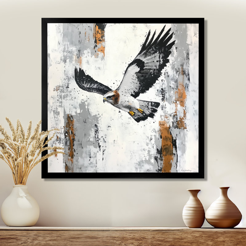 Hawk planant sur les montagnes III - Hawk, art mural, Reproduction encadrée d'une seule photo sans pass, Noir, 16" H x 16" W